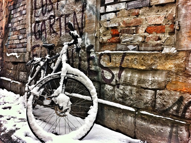 Fahrrad, Winter, Mauer, Urban, Rad