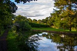canal, forest, sky