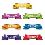7 days week, ribbon, decorate
