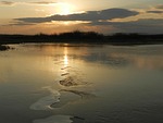 lake, sunset, reflection