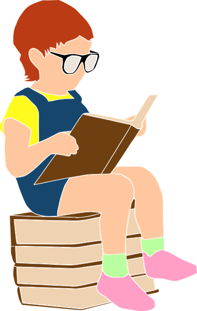 Niño, Leyendo, Libro, Muchachas