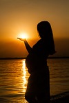 mother, belly, sunset