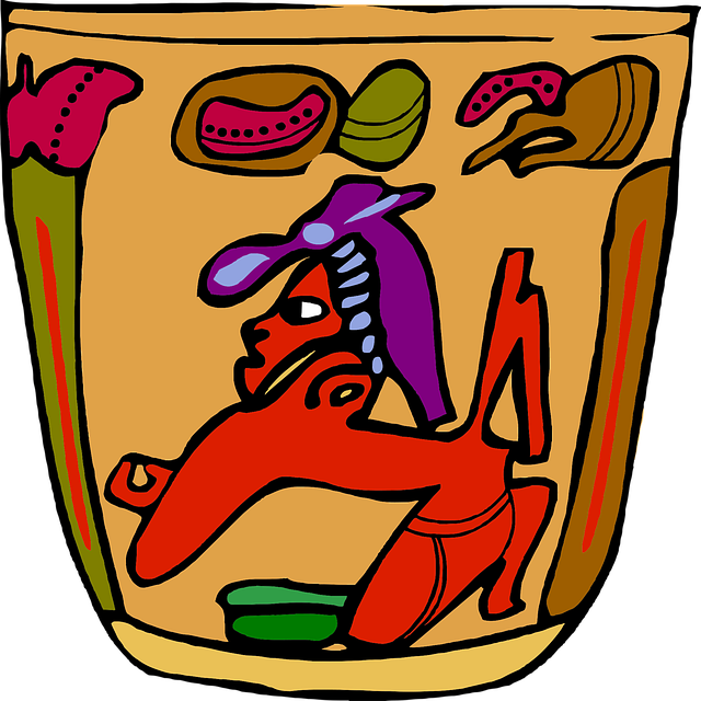 Free mayan traditional vase vector