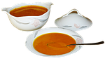 pumpkin soup, soup, soup bowls