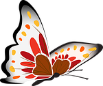 butterfly, white, red