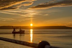 sunrise, weymouth, trawler