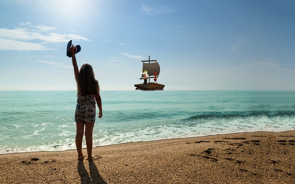Menina, Praia, Jangada, Sapo, Onda, Fantasia