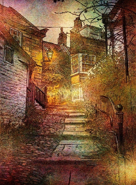 Free england whitby robin hood's bay illustration