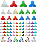 triangle, button, metallic