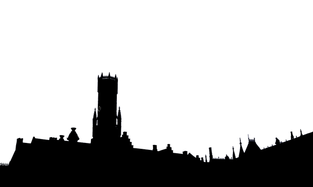 Silhuet, Bruge, Berg, Belgien, Rejse