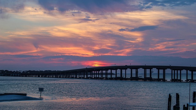Pôr Do Sol, Destin, Ponte, Natureza, Céu