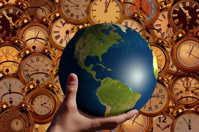 Free time clock globe illustration