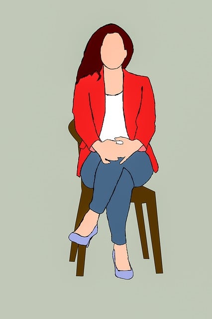 Free woman sitting chair illustration
