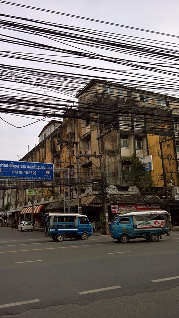 Tailandia, Calle, Electricidad, Cables