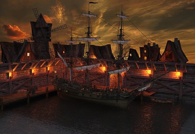 Free ship port dock illustration