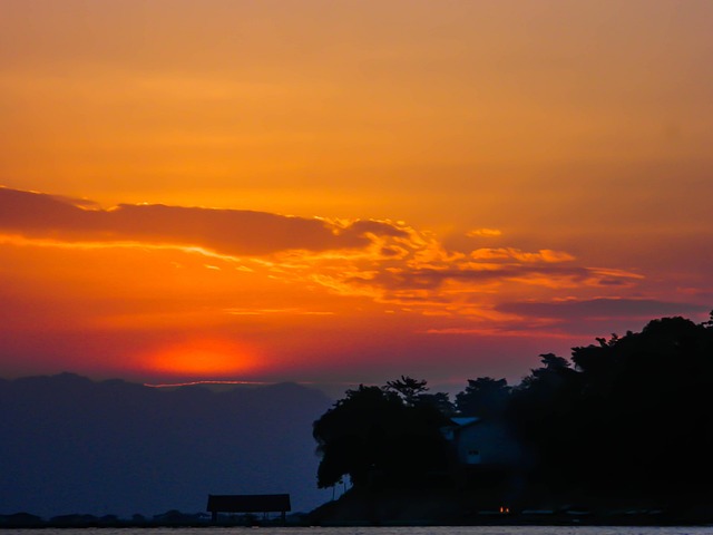 Sonnenuntergang, Hinter, Hügel
