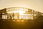 silhouette, bridge, sault sainte marie