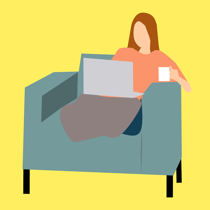 Laptop, Comfortabele, Concept, Contemplatie