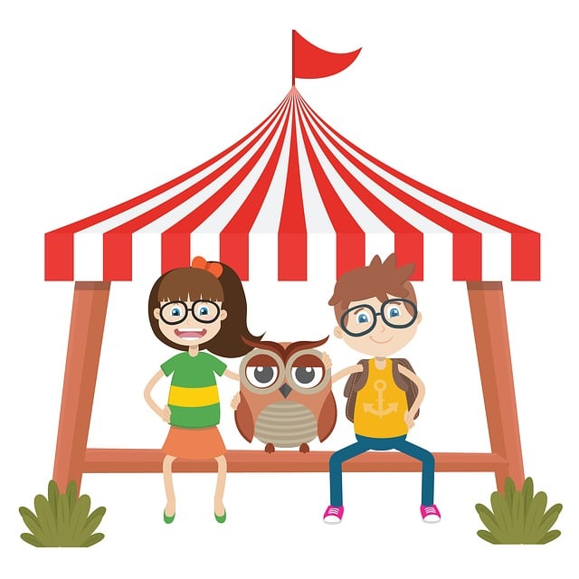 Free theme park owl tent illustration