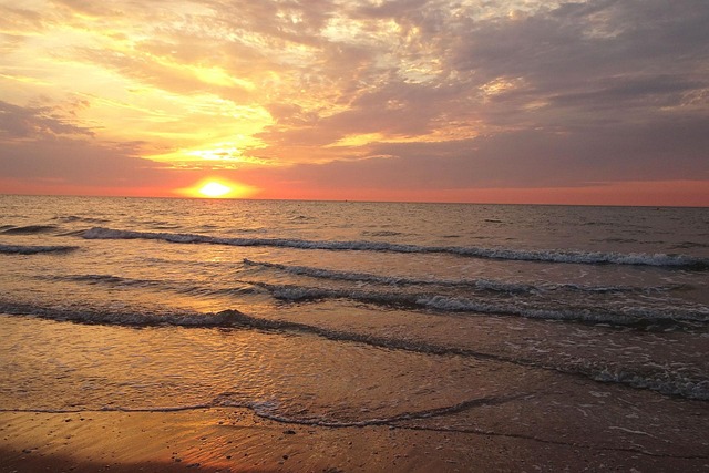 Solnedgang, Hav, Sol, Aften, Ocean