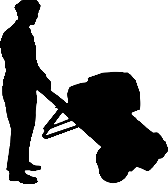 Free worker pushing ship vector