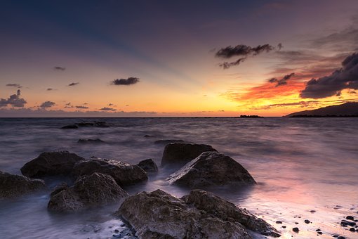 Meer, Sonne, Abendhimmel, Himmel, Strand