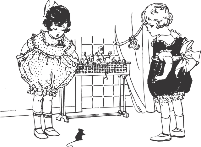 Free girl scared mouse vector