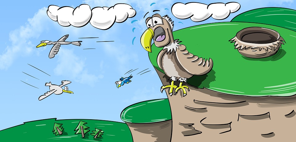 Vogels, Vliegen, Wolken, Berg, Hemel, Wees Jezelf