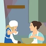 daughter, kitchen, mother