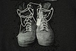 shoes, grey, black