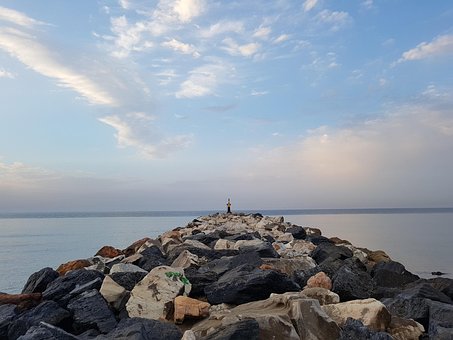 Amanheçer, Nuvens, Sol, Mar, Porto