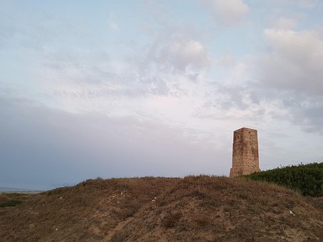 Guarda, Nuvens, Amanheçer, Praia, Sol