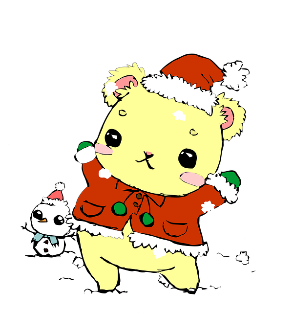 Free christmas bear dad illustration