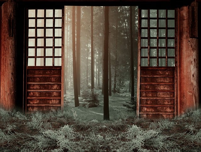 Free winter woods door illustration