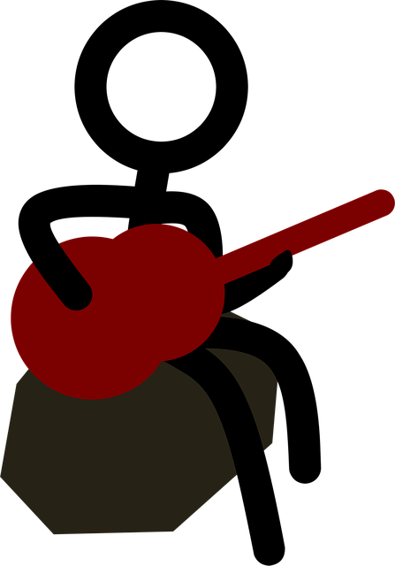Free guitarist guitar stick man vector