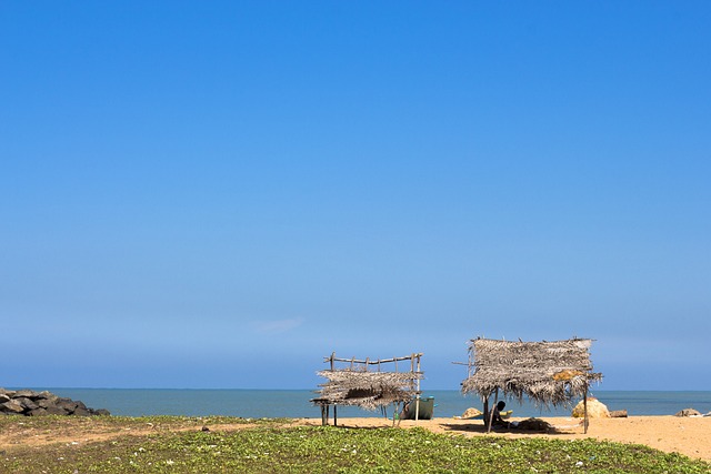 Strand, Hütte, Himmel, Meer, Küste