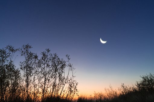 Morgen, Mond, Sonnenaufgang