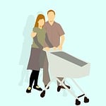 cart, couple, shopping