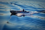 powerboat, blue, water
