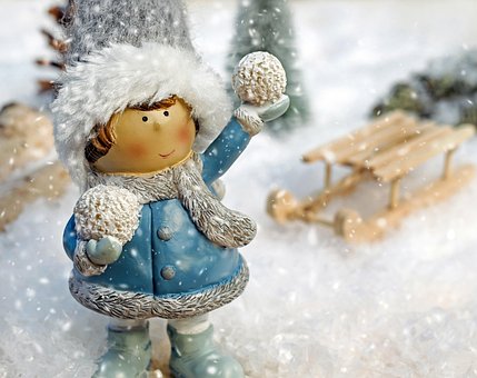 Flicka, Figur, Snö Boll, Kasta, Snö
