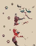 animal art, cat print, feline