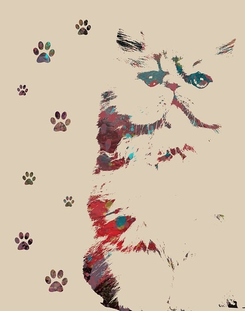 Free animal art cat print feline illustration