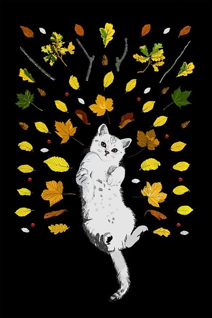 Free cat autumn kitten illustration