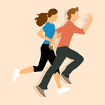 running, woman, man