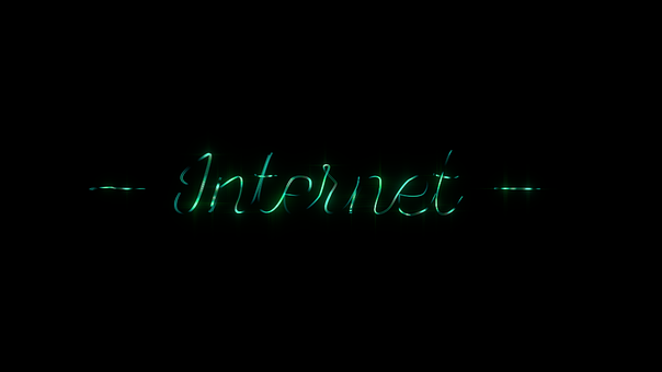 Internet, Neón, Verde, Escribiendo