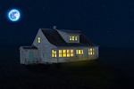 home, illuminated, night