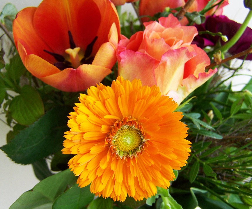 Bouquet De Fleurs Jaune Orange Photo Gratuite Sur Pixabay