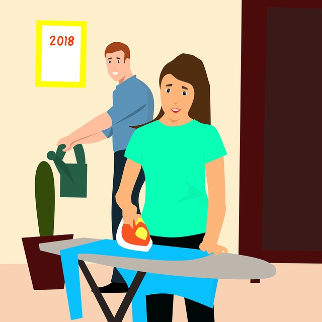 Free husband and wife at home merry christmas illustration