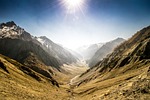 mountains, autumn, colourful sky