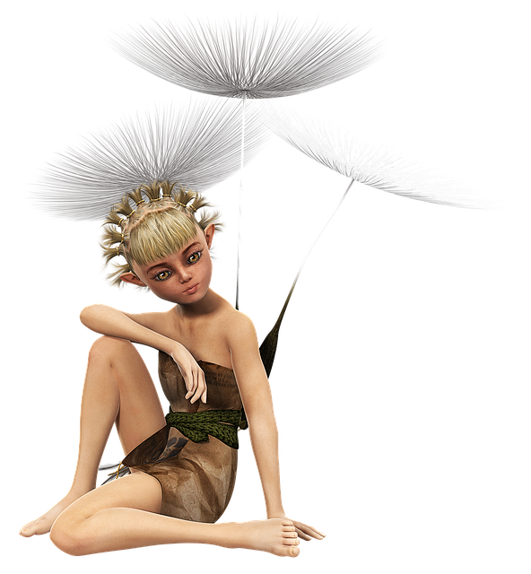 Free fairy girl sitting illustration